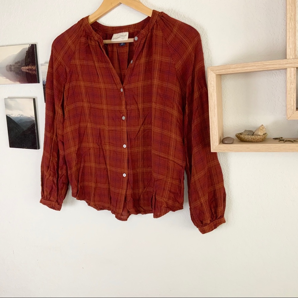 3/$15 Universal Thread NWT Pumpkin Plaid Blouse - Picture 3 of 10